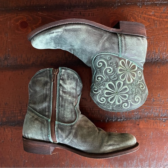 Independent Boot Company Darcy Turquoise Booties size 7 GC - Picture 3 of 14